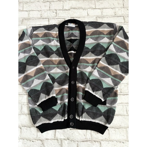 Vintage RARE Coogi Cardigan Multi Color Sweater Mens- XL